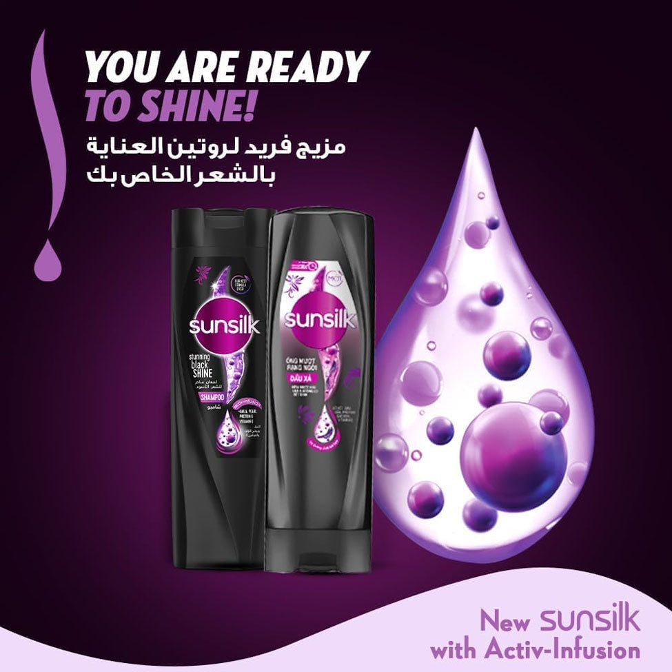 صانسيلك شامبو لمعان ساحر للشعر الاسود 350مل