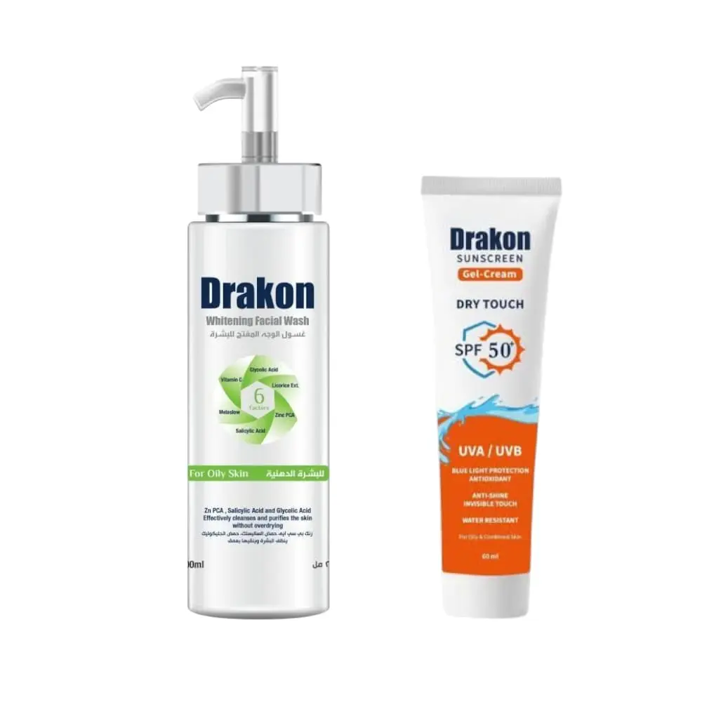 DRAKON(FACIAL WASH FOR OILY SKIN PUMP 200M+SUN SCREEN GEL CR 150M)OFFER